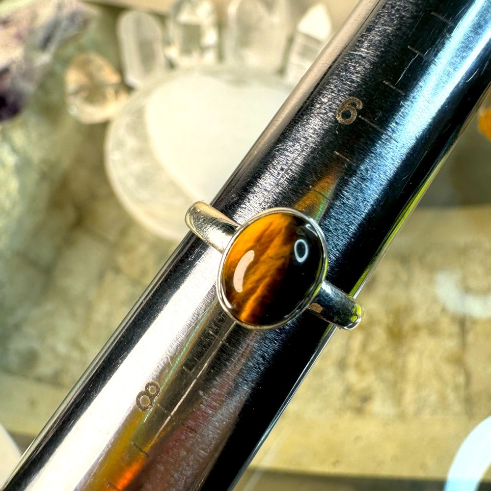 Authentic Sterling Silver 925 Tigers Eye Ring Size 7